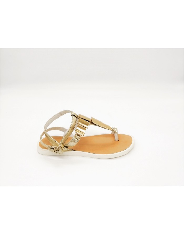 TOSCA BLU SS1614S275 SANDALO INFRADITO, TOMAIA IN LAMINATO COLORE PLATINO CON ACCESSORIO IN ACCIAIO COLORE ORO, FONDO GOMMA 1 C