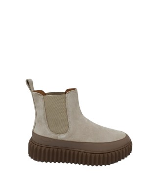 VOILE BLANCHE BETH STRIP BEATLES  IN CAMOSCIO E VITELLO  COLORE TORTORA-BEIGE , ELASTICI IN TINTA, FONDO GOMMA ZIGRINATO EXTRAL