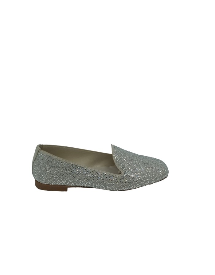 VSL 7387/ESS, MOCASSINO IN CAMOSCIO COLORE CORDA CON CASCATA DI STRASSE CRISTAL, FONDO CUOIO, TACCO 2CM