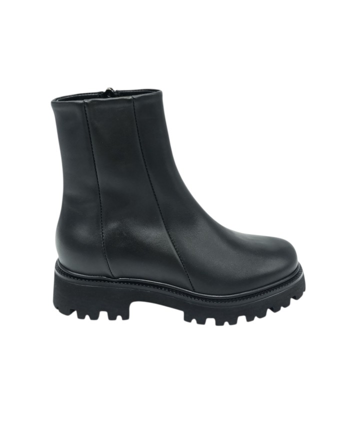 VSL STIVALETTO LISCIO IN VITELLO COLORE NERO, LAMPO LATERALE, FONDO GOMMA CARRO 5CM