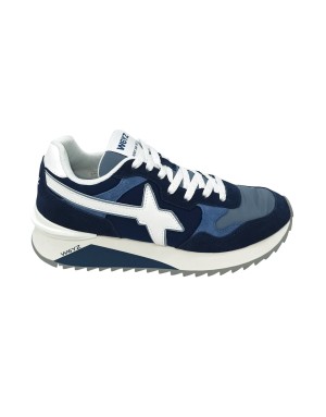 W6YZ YAK-M SNEAKER LACCI IN CAMOSCIO E TESSUTO COLORE BLU-AZZURRO-BIANCO, FONDO MICRO BICOLOR EXTRA LIGHT