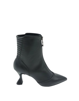 WALTER VIOLET 1508, TRONCHETTO IN NAPPA NERA, LAMPO CENTRALE, IMBOTTITURA POSTERIORE A TRAPUNTA, FONDINO GOMMA, TACCO 7CM