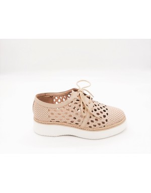 WHAT FOR WF168 SNEAKER LACCI IN VITELLO INTRECCIO COLORE NUDE, FONDO GOMMA EXTRA LIGHT 3 CM