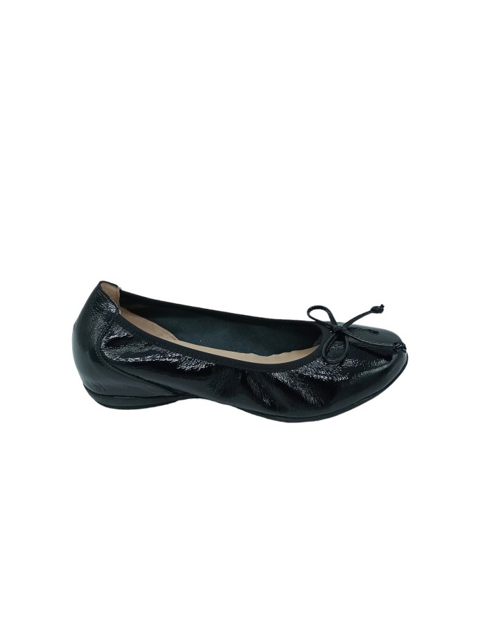 WONDERS A-30130, BALLERINA CON ELASTICO, TOMAIA IN NAPLAK COLORE NERO, FONDO GOMMA 3CM