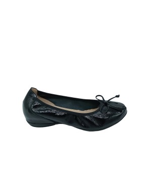WONDERS A-30130, BALLERINA CON ELASTICO, TOMAIA IN NAPLAK COLORE NERO, FONDO GOMMA 3CM