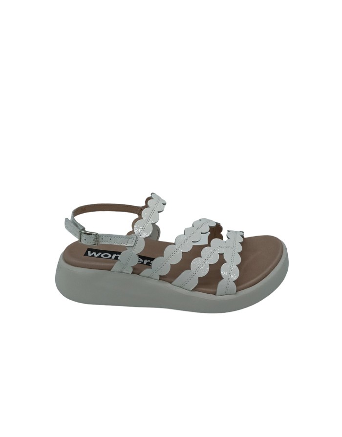 WONDERS A-6531, SANDALO ACCOLLATO, TOMAIA IN NAPLAK COLORE BIANCO, FONDO GOMMA EXTRA LIGHT 4CM