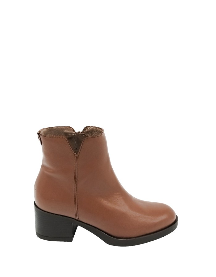 WONDERS G-6223 STIVALETTO LISCIO CON LAMPO LATERALE, TOMAIA IN VITELLO COLORE CUOIO, FONDO GOMMA, TACCO 5CM