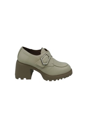 WONDERS G-6702 MOCASSINONE ACCOLLATO CON FIBBIA LATERALE, TOMAIA IN VITELLO BOTTALATO COLORE CREMA, FONDO GOMMA EXTRA LIGHT, TA