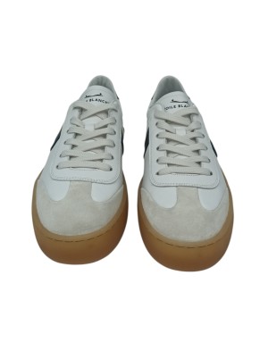 VOILE BLANCHE MIND 02 SNEAKER LACCI IN VITELLO E CAMOSCIO COLORE BIANCO-BLU, FONDO GOMMA MIELE