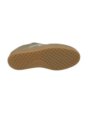 TAMARIS SNEAKER LACCI IN NABUK SPIGATO E CAMOSCIO COLORE TAUPE CON RIPORTI AVORIO E TOPPONCINO IN VITELLO BIANCO, FONDO GOMMA M