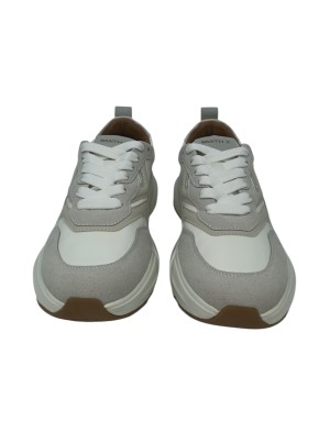 SMITH X SNEAKER LACCI IN CAMOSCIO E TESSUTO TECNICO COLORE BIANCO, RIPORTI IN VITELLO AVORIO, FONDO GOMMA EXTRA LIGHT
