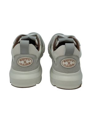 SMITH X SNEAKER LACCI IN CAMOSCIO E TESSUTO TECNICO COLORE BIANCO, RIPORTI IN VITELLO AVORIO, FONDO GOMMA EXTRA LIGHT