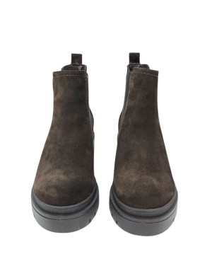 TAMARIS BEATLES LISCIO IN CAMOSCIO INGRASSATO COLORE T.MORO, ELASTICI IN TINTA, FONDO GOMMA ROCCIA, TACCO 6CM CON PLATEAU