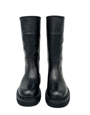 ALBANO ANFIBIO LISCIO IN VITELLO COLORE NERO, LAMPO POSTERIORE, FONDO GOMMA CARRO 5CM