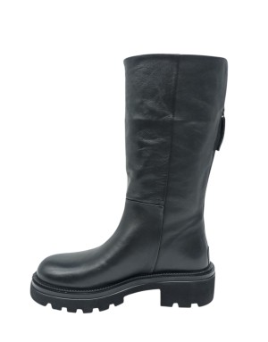 ALBANO ANFIBIO LISCIO IN VITELLO COLORE NERO, LAMPO POSTERIORE, FONDO GOMMA CARRO 5CM