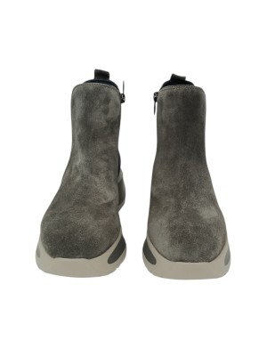CALLAGHAN STIVALETTO LISCIO IN CAMOSCIO INGRASSATO COLORE GRIGIO, LAMPO ED ELASTICO LATERALE, FONDO GOMMA EXTRA LIGHT BICOLOR 5