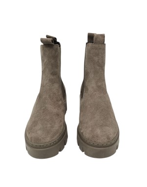 TAMARIS BEATLES LISCIO IN CAMOSCIO COLORE TAUPE, ELASTICI IN TINTA, FONDO GOMMA EXTRA LIGHT 5,5 CM