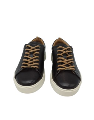 AMBITIOUS SNEAKER LACCI IN VITELLO COLORE T.MORO CON LACCIO IN CONTRASTO, FONDO GOMMA