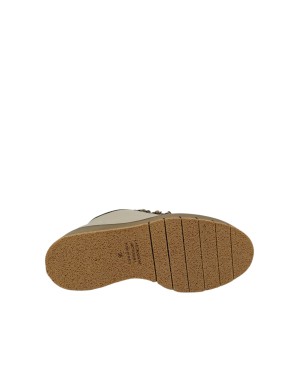 CATERINA C POLACCO STRINGATO INGEGNERE IN VITELLO COLORE MILK CON VASCHETTA IN TEDDY SAVANA E PROFILI IN LAMINATO BRONZO, DOPPI