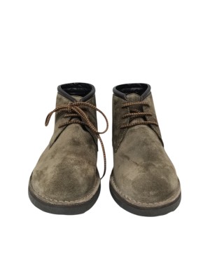 KEBO POLACCO IDEAL STRINGATO IN CAMOSCIO INGRASSATO COLORE FOCA, FONDO GOMMA