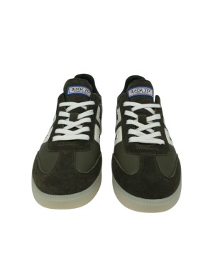 BACK 70 BOSTON SNEAKER LACCI IN VITELLO E CAMOSCIO COLORE VERDE OLIVA-AVORIO, FONDO GOMMA