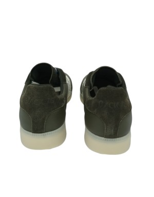 BACK 70 BOSTON SNEAKER LACCI IN VITELLO E CAMOSCIO COLORE VERDE OLIVA-AVORIO, FONDO GOMMA