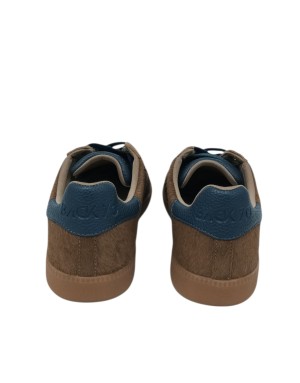 BACK 70 CLOUD SNEAKER LACCI IN CAMOSCIO, CAVALLINO E VITELLO COLORE TAUPE-BLU, FONDO GOMMA 3CM