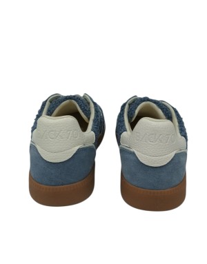 BACK 70 CLOUD SNEAKER LACCI IN CAMOSCIO, TEDDY E VITELLO COLORE JEANS-AVORIO, FONDO GOMMA 3CM
