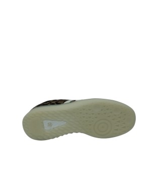BACK 70 BOSTON SNEAKER LACCI IN CAVALLINO LEOPARDATO E CAMOSCIO COLORE TAUPE, FONDO GOMMA 4CM