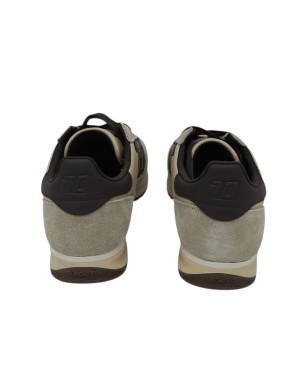 BACK 70  JOGGER  SNEAKER LACCI IN VITELLO E CAMOSCIO COLORE BEIGE-T.MORO, FONDO GOMMA BICOLOR 3CM