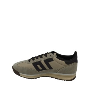 BACK 70  JOGGER  SNEAKER LACCI IN VITELLO E CAMOSCIO COLORE BEIGE-T.MORO, FONDO GOMMA BICOLOR 3CM