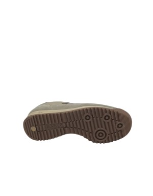 BACK 70  JOGGER  SNEAKER LACCI IN VITELLO E CAMOSCIO COLORE BEIGE-T.MORO, FONDO GOMMA BICOLOR 3CM