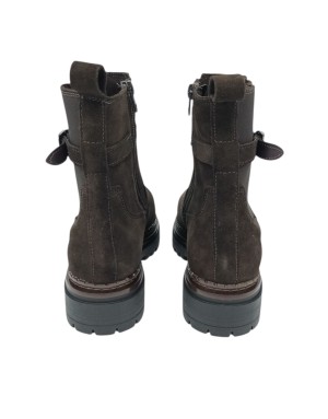 MJUS STIVALETTO LISCIO IN CAMOSCIO INGRASSATO COLORE CAFFE', LAMPO LATERALE, FIBBIETTA CON ELASTICO LATO ESTERNO, FONDO GOMMA, 