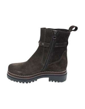 MJUS STIVALETTO LISCIO IN CAMOSCIO INGRASSATO COLORE CAFFE', LAMPO LATERALE, FIBBIETTA CON ELASTICO LATO ESTERNO, FONDO GOMMA, 