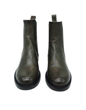 MJUS BEATLES LISCIO IN VITELLO COLORE ERDE OLIVA, ELASTICI LATERALI NERI, FONDO GOMMA, TACCO 3CM