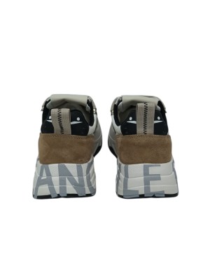 VOILE BLANCHE CLUB 105 SNEAKER LACCI IN CAMOSCIO E TESSUTO TECNICO COLORE CAMEL-T.MORO-NERO CON RIPORTI BIANCHI, FONDO GOMMA LO