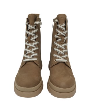 TAMARIS ANFIBIO IN CAMOSCIO INGRASSATO COLORE CAMEL, LACCIO E LAMPO LATERALE, FONDO GOMMA CARRO, TACCO 5CM