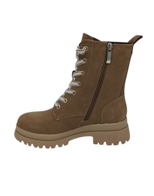 TAMARIS ANFIBIO IN CAMOSCIO INGRASSATO COLORE CAMEL, LACCIO E LAMPO LATERALE, FONDO GOMMA CARRO, TACCO 5CM