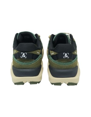 EXTR4 SNEAKER LACCI  TRAINING, TOMAIA IN TESSUTO TECNICO COLORE VERDE MILITARE/NERO, FONDO GOMMA EXTRA LIGHT