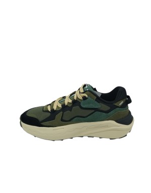EXTR4 SNEAKER LACCI  TRAINING, TOMAIA IN TESSUTO TECNICO COLORE VERDE MILITARE/NERO, FONDO GOMMA EXTRA LIGHT