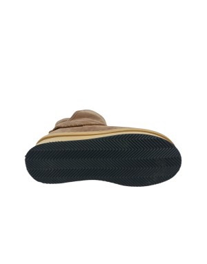 ELVIO ZANON STIVALETTO IN CAMOSCIO INGRASSATO COLORE NOCCIOLA CON RIPORTI IN VITELLO CUOIO, FODERA LANA, GUARDOLO A TRECCIA CON