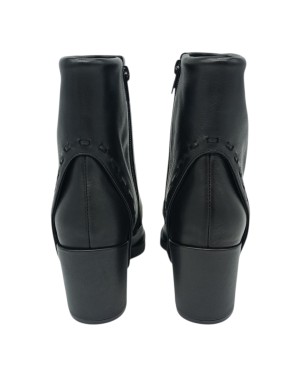 ELVIO ZANON TRONCHETTO/TEXANINO CON GHETTA, TOMAIA IN VITELLO COLORE NERO CON INFILATURE IN TINTA, LAMPO LATERALE, TACCO FASCIA