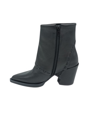 ELVIO ZANON TRONCHETTO/TEXANINO CON GHETTA, TOMAIA IN VITELLO COLORE NERO CON INFILATURE IN TINTA, LAMPO LATERALE, TACCO FASCIA