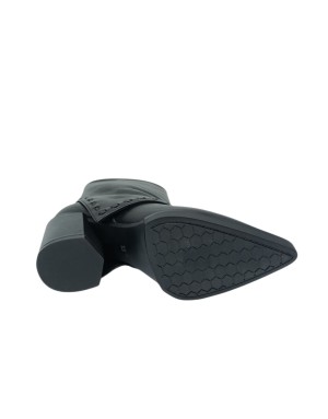 ELVIO ZANON TRONCHETTO/TEXANINO CON GHETTA, TOMAIA IN VITELLO COLORE NERO CON INFILATURE IN TINTA, LAMPO LATERALE, TACCO FASCIA