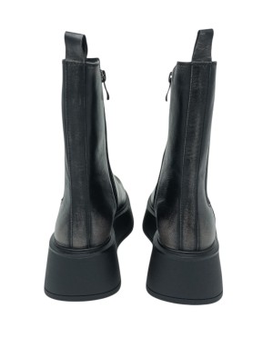 BRUNO PREMI STIVALETTO LISCIO IN VITELLO ANTICATO COLORE NERO, LAMPO ED ELASTICO LATERALE, FONDO ZEPPA GOMMA 6CM