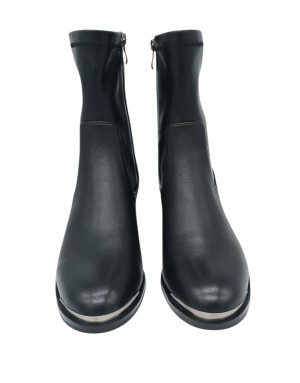 BRUNO PREMI STIVALETTO LISCIO CON GAMBALE ELASTICIZZATO, TOMAIA IN VITELLO COLORE NERO, LAMPO CENTRALE, PUNTALINO IN ACCIAIO, T