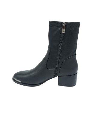 BRUNO PREMI STIVALETTO LISCIO CON GAMBALE ELASTICIZZATO, TOMAIA IN VITELLO COLORE NERO, LAMPO CENTRALE, PUNTALINO IN ACCIAIO, T