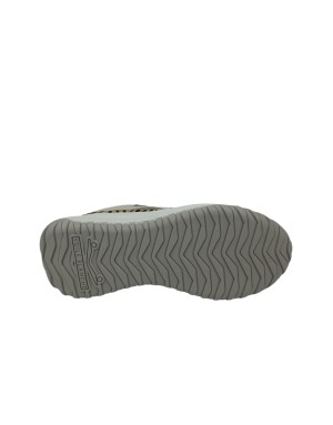 VOILE BLANCHE CLUB ACT W SNEAKER LACCI IN TESSUTO TECNICO BEIGE CON RIPORTI IN CAVALLINO MACULATO E LAMINATO PLATINO, FONDO GOM