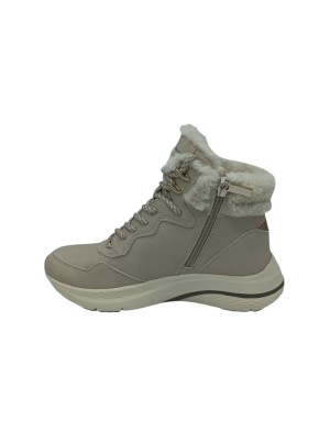 TAMARIS POLACCO/PEDULA IN DUO-TEX COLORE AVORIO, LACCIO E LAMPO LATERALE, FODERA LANA, FONDO GOMMA EXTRA LIGHT 4CM