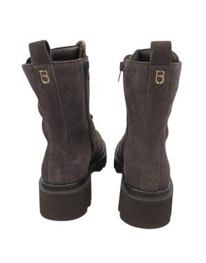 TOSCA BLU ANFIBIO LISCIO IN CAMOSCIO INGRASSATO COLORE T.MORO, LACCIO IN VELLUTO IN TINTA E LAMPO LATERALE, ACCESSORIO CON PIET